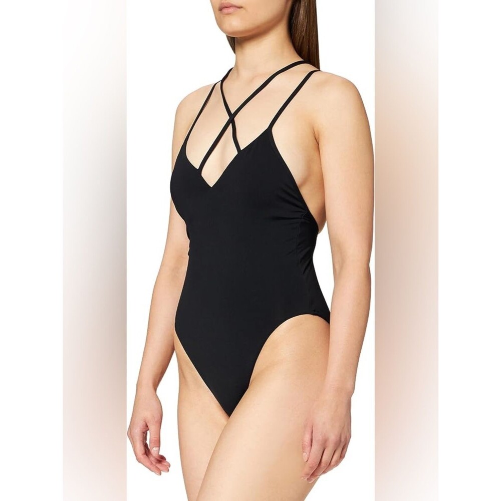 NWOT Seafolly Black Strappy One-Piece Swimsuit with Ring Detail Summer Strappy